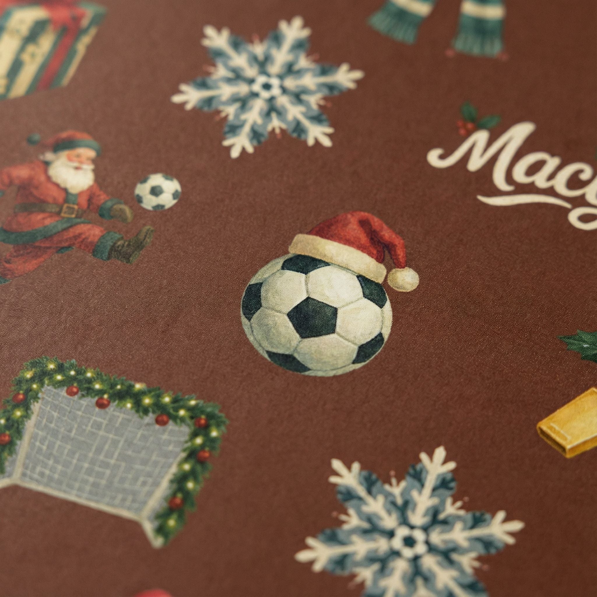 Personalizable Christmas Soccer Gift Wrap - Vintage Holiday Sports Theme - Photo 4