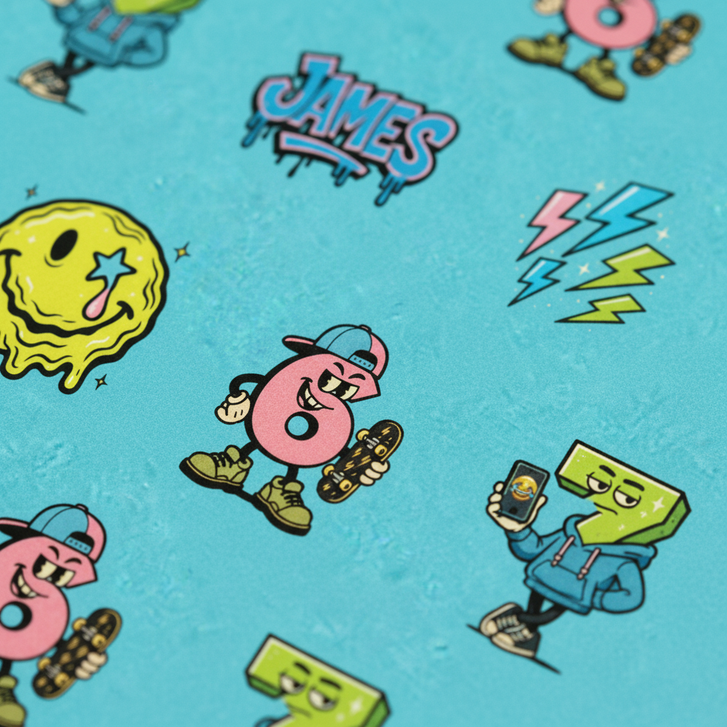 Gen Z Christmas Wrapping Paper - Retro-Comic '6 & 7' Vibe - Photo 2