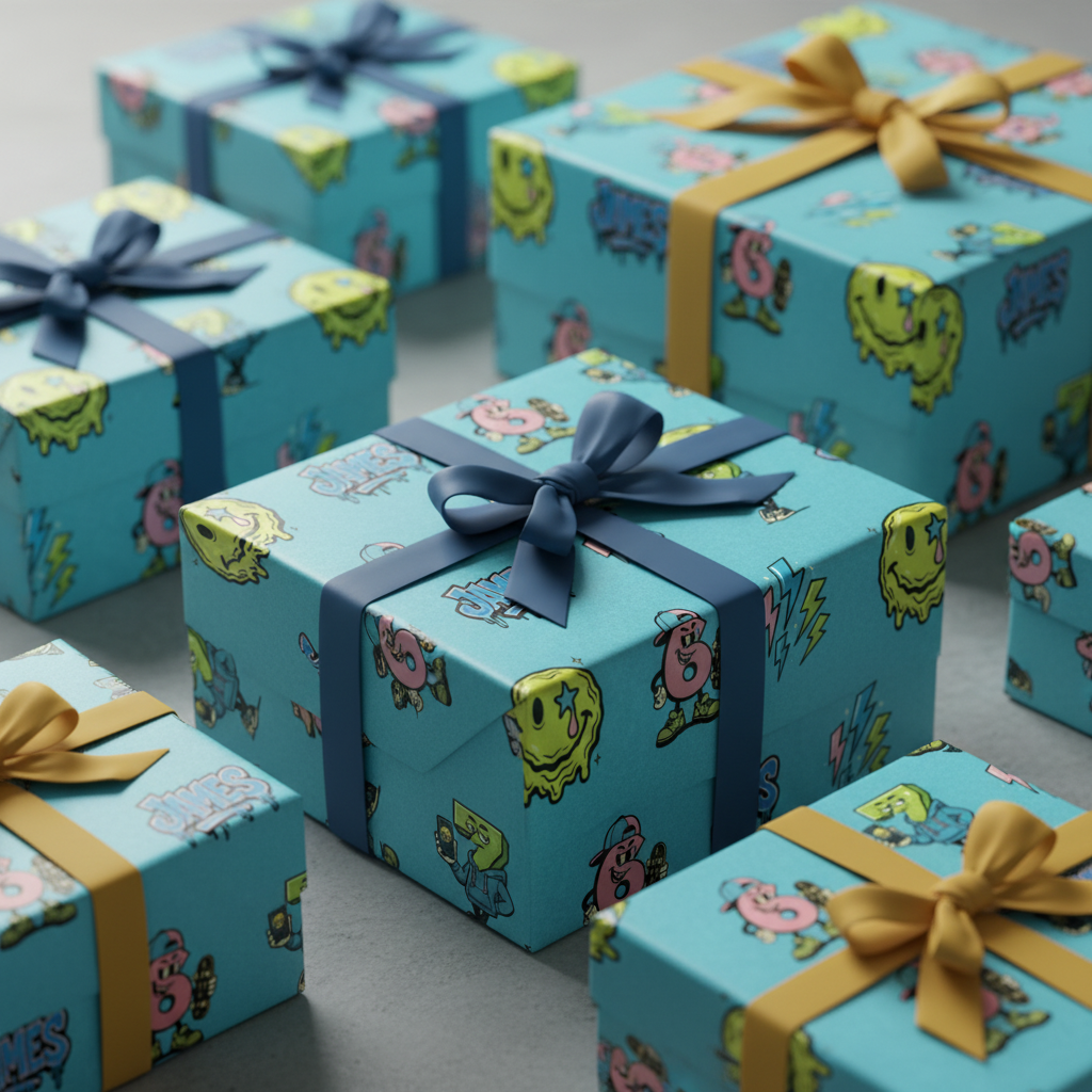 Gen Z Christmas Wrapping Paper - Retro-Comic '6 & 7' Vibe - Photo 3