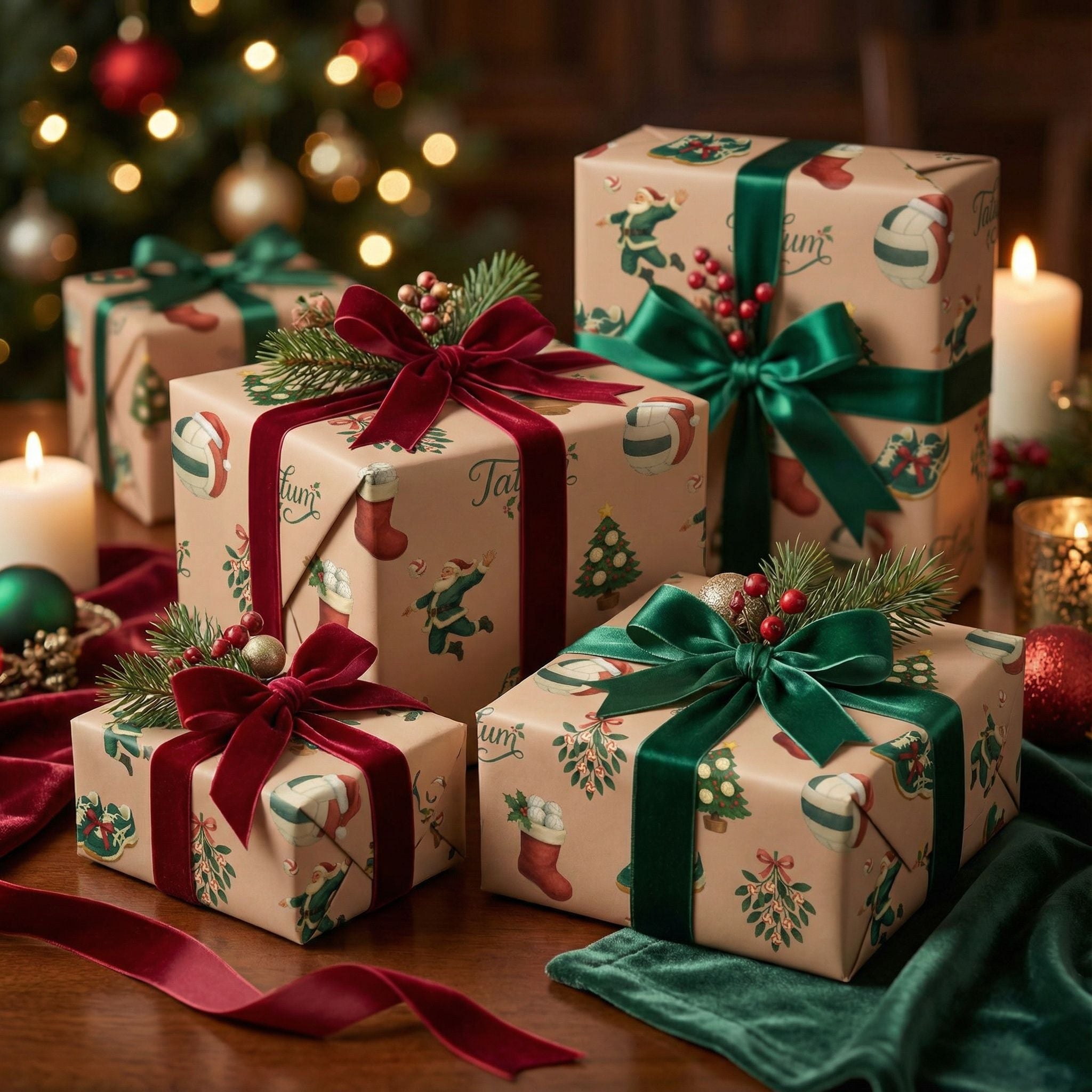 Festive Santa Spikes Volleyball Gift Wrap - Custom Christmas Celebration - Photo 6