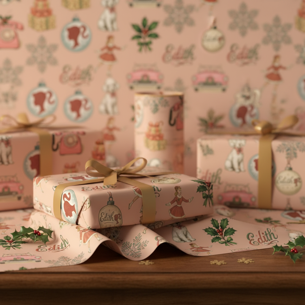 Barbie Christmas Wrapping Paper - Vintage Holiday Glam Design - Pink Retro Style - Photo 6