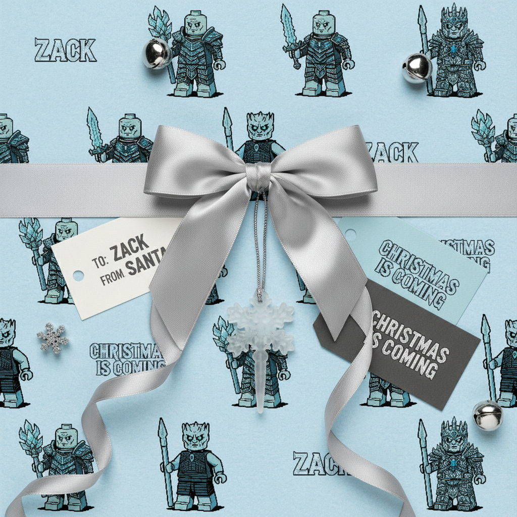 White Walker Gift Wrap - GoT Lego Fan Edition Retro Art Design - Photo 7